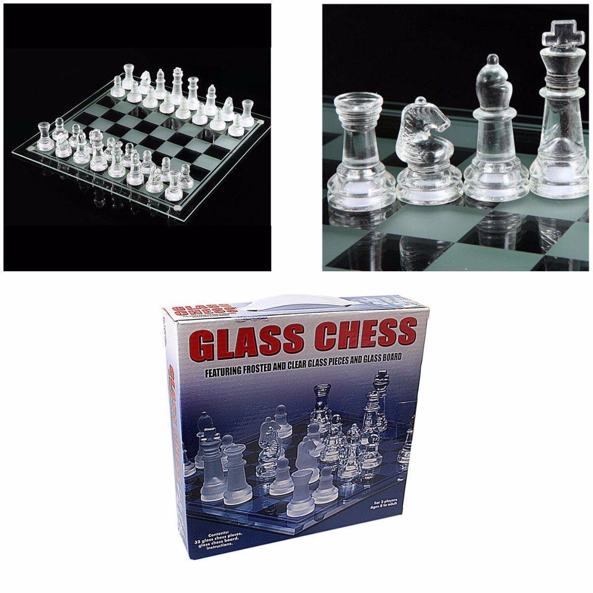 Traditional Family Fun GLASS CHESS Board Game 32 Glass Pieces 22 x 22cm 3163 (Parcel Rate)