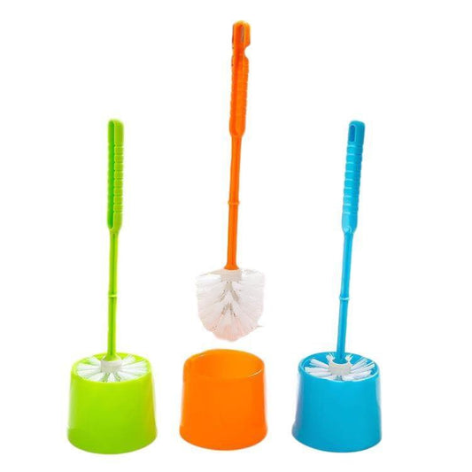 Plastic Bathroom Toilet Brush with Holder Stand  34.5 cm Assorted Colours 4648 (Big Parcel)