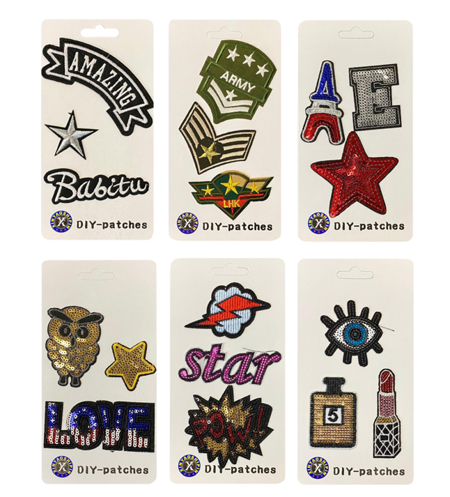 Embroidered / Sequinned Iron on Clothes Patches Set Assorted Designs 5433 (Large Letter Rate)