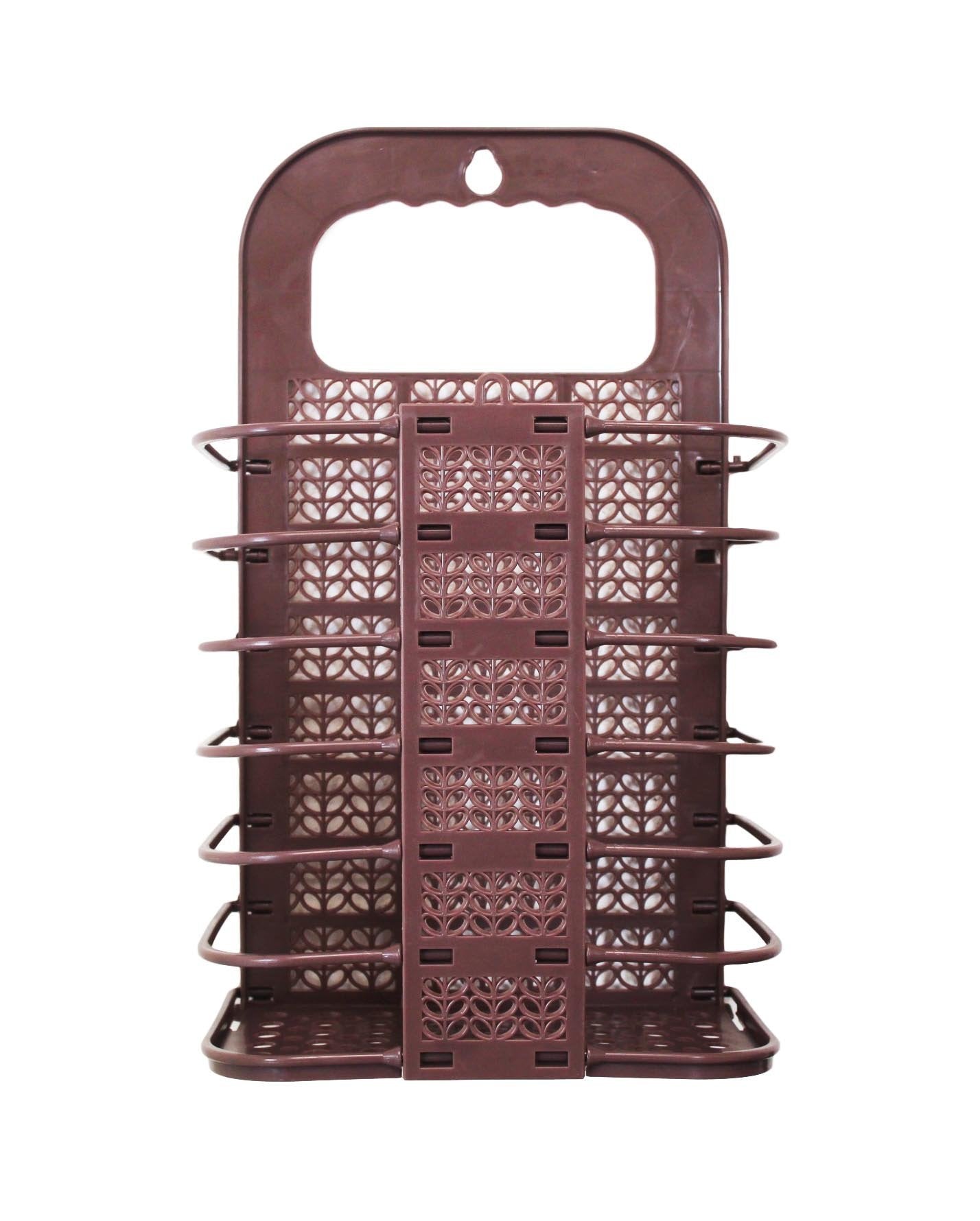 Multi Colours Plastic Shower Bathroom Hanger Rattan Style Shelf Compartment 2.5Kg 6222