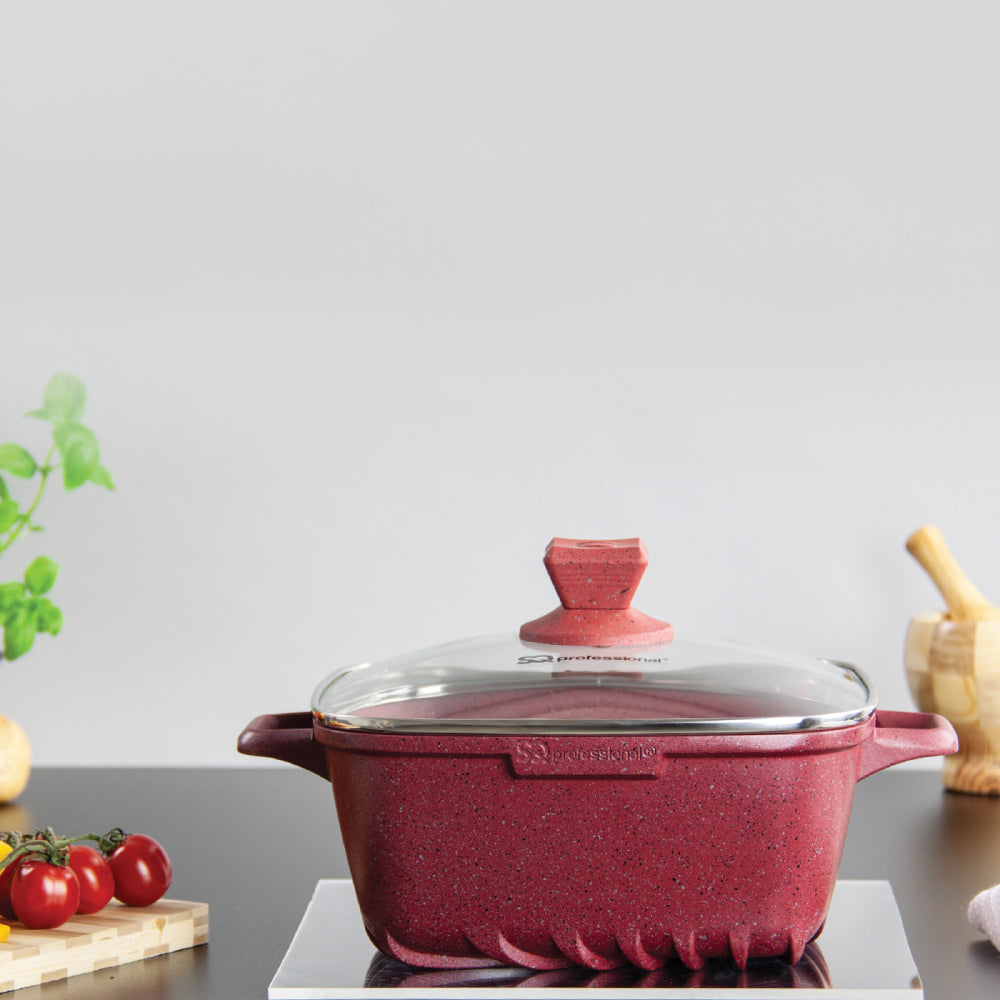 SQ Professional Nea Marbell Effect Square Stockpot Set of 4 Rossa 6902 (Big Parcel Rate)