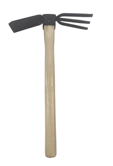 Garden Dual Metal Hoe and Rake 35 x 24 cm Wooden Handle 6922 (Parcel Rate)