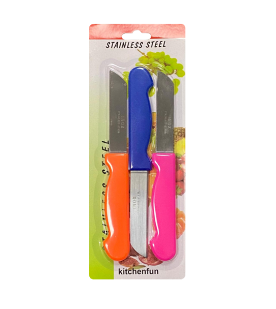 Small Fruit Knife Pack of 3 Assorted Colours 6954 (Parcel Rate)