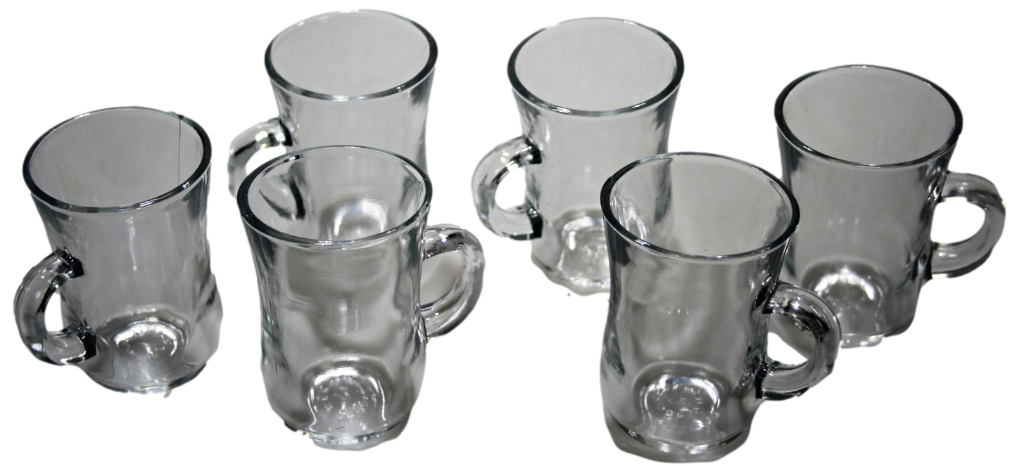 Ovel Tea Glasses with Handles Set of 6 21061 (Parcel Plus Rate)