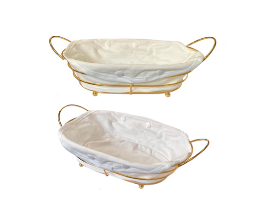 Oval Metal Wire Fruit Bread Serving Basket Gold with Handles 27 x 21 x 7 cm 7304 (Parcel Rate)