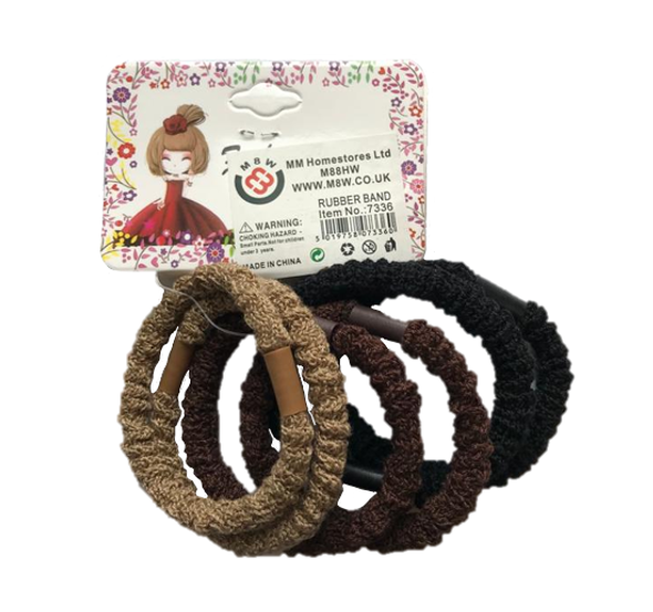 Hair Bobble Elastic Tie Pack of 6 Assorted Colours 7336 (Large Letter Rate)