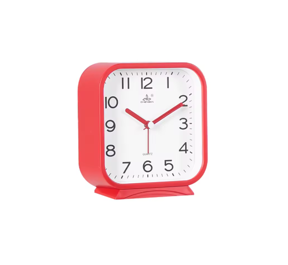 Square Plastic Analogue Alarm Clock 12.5 x 11.5 x 4.2cm Assorted Colours 7905 (Parcel Rate)