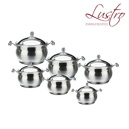 SQ Professional Lustro Stainless Steel Imperiale Casserole Set of 6 7991 (Big Parcel Rate)
