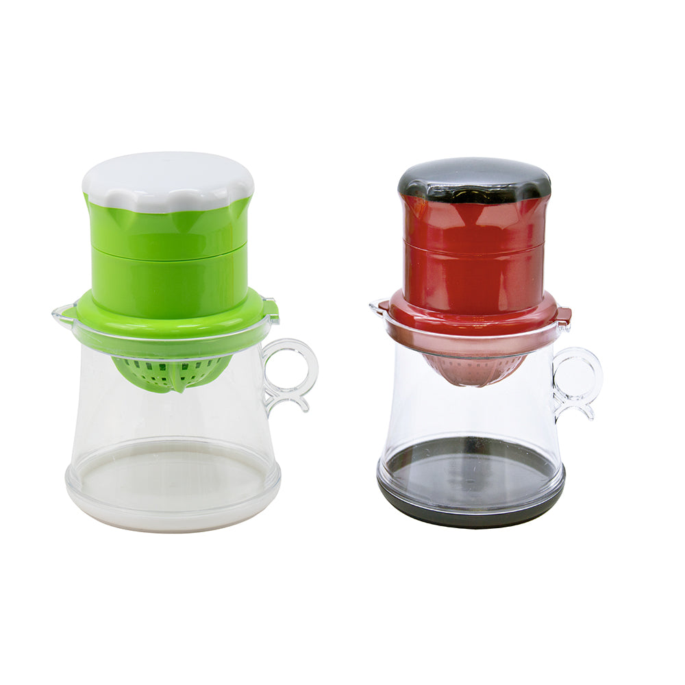 Plastic Manual Hand Press Lemon Orange Juice Squeezer Press with Jug 0.45L Assorted Colours 6264 (Parcel Rate)