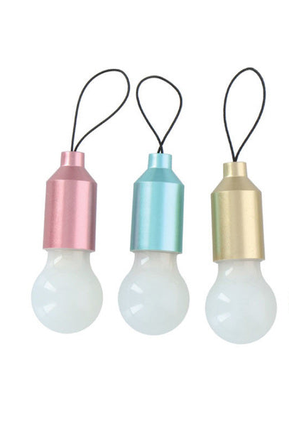 Small LED Light Bulb Shape Keychain Pull Switch 5.5cm Assorted Colours 9982 (Parcel Rate)