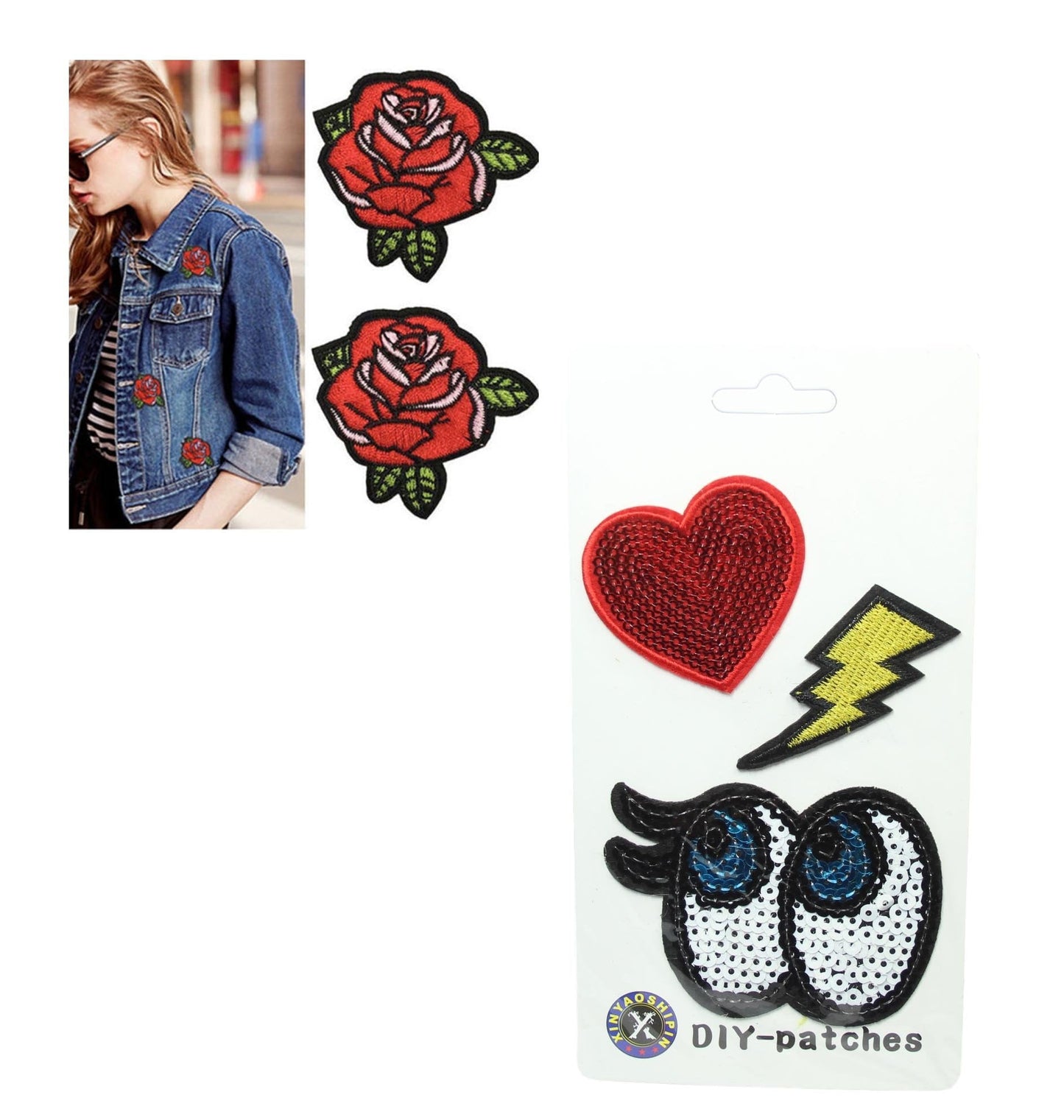 Embroidered / Sequinned Iron on Clothes Patches Set Assorted Designs 5433 (Large Letter Rate)