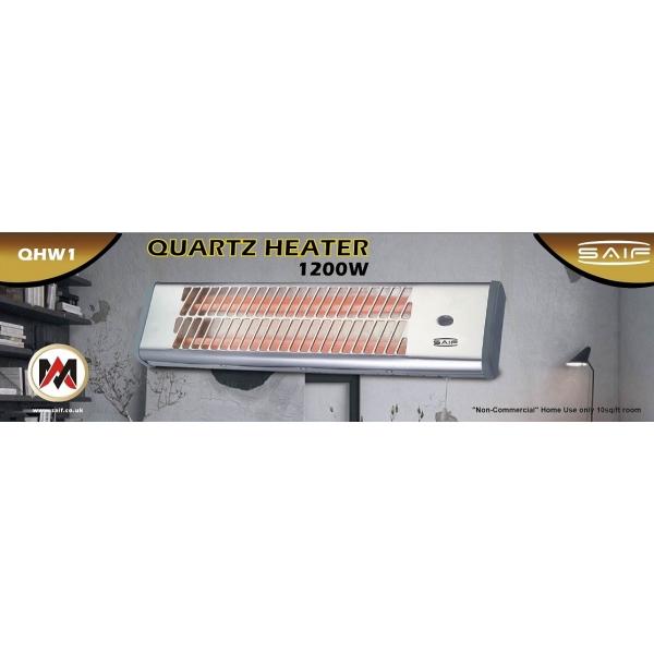 Wall Quartz Halogen Heater 2 Bar 1200W With 2 Heat Settings Square Model WH9690 A w15 (Parcel Rate)