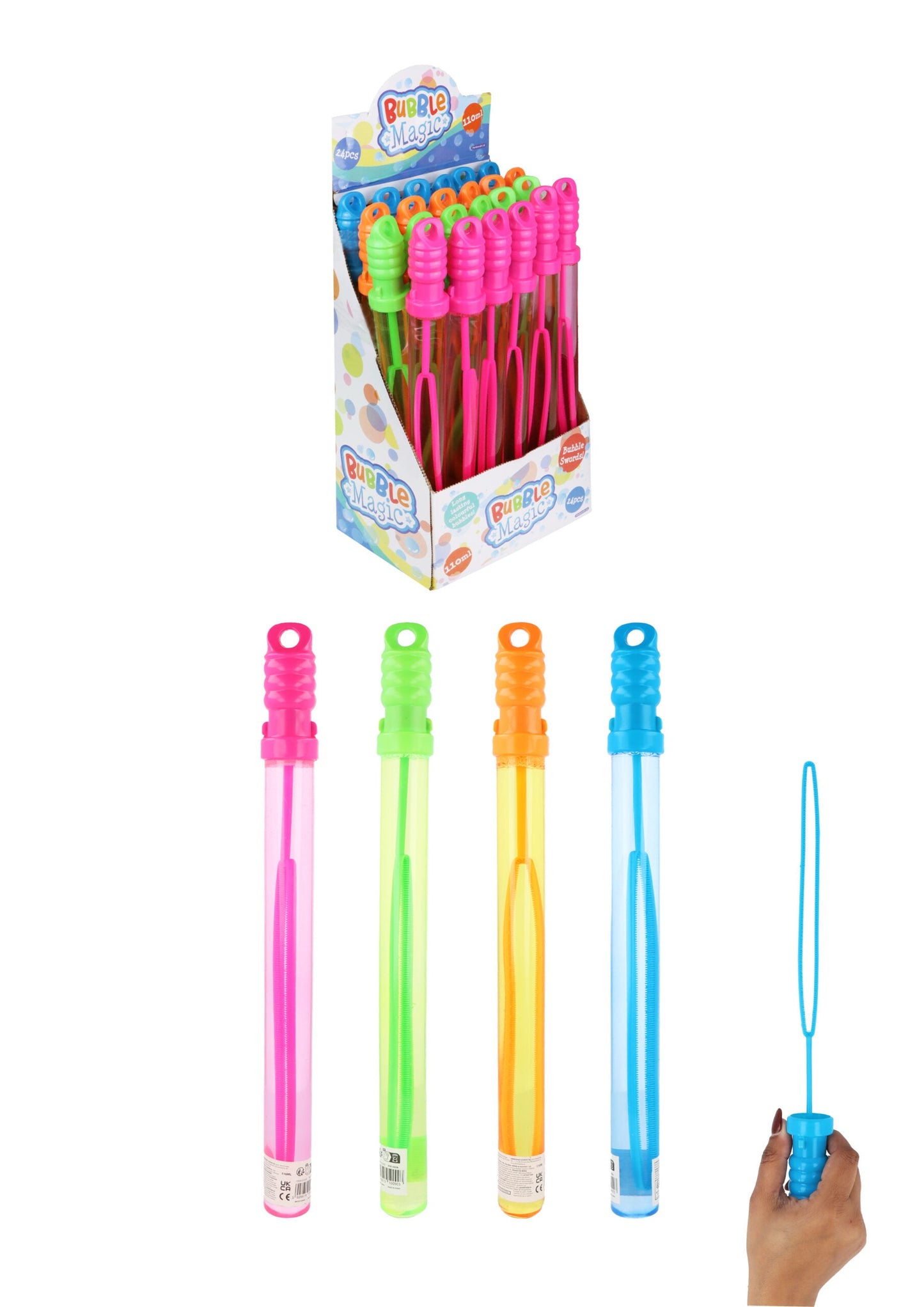 Bubble Wand Sword 110ml / 36 cm Assorted Colours R50090 (Parcel Rate)