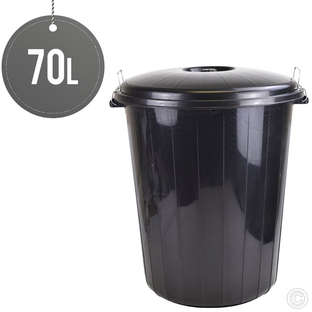 Plastic Dustbin Round Black 70L ST5118 RB70
