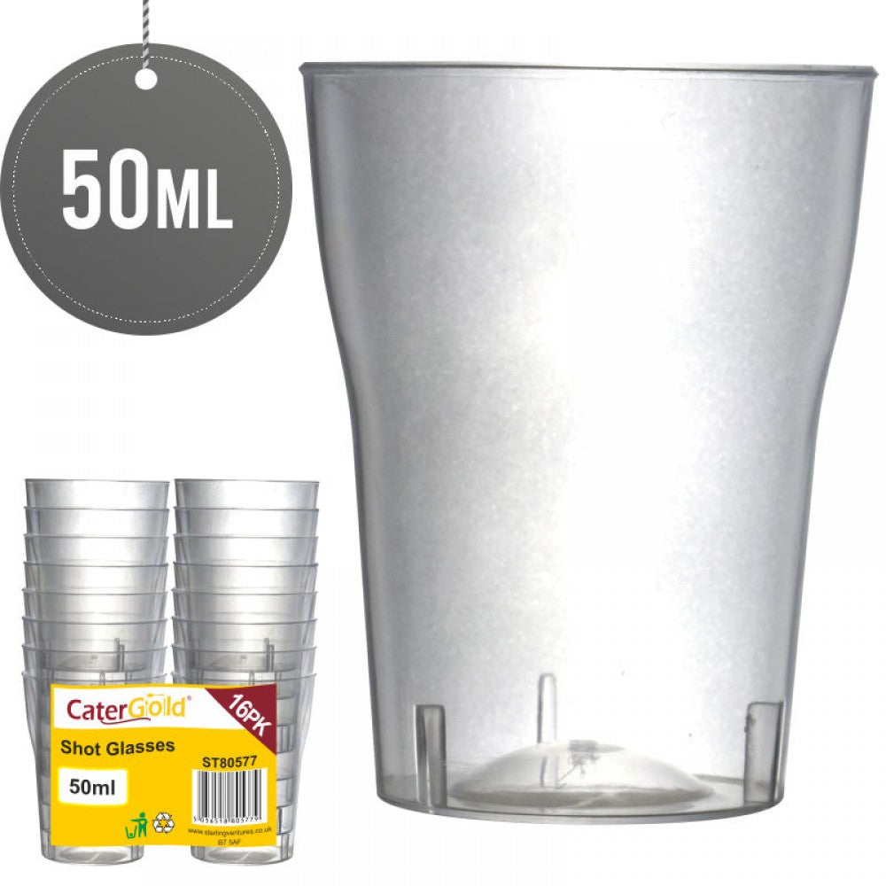 Reusable Plastic Shot Glasses 50ml Pack of 16 ST80577 (Parcel Rate)
