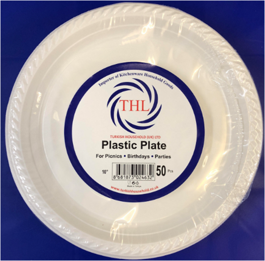 10" White Plastic Plate Pack of 50 THL2463 (Parcel rate)