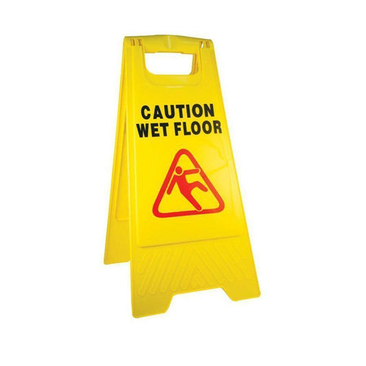 Plastic Yellow 'Caution Wet Floor' Safety Sign 60cm 5142 A (Parcel Rate)