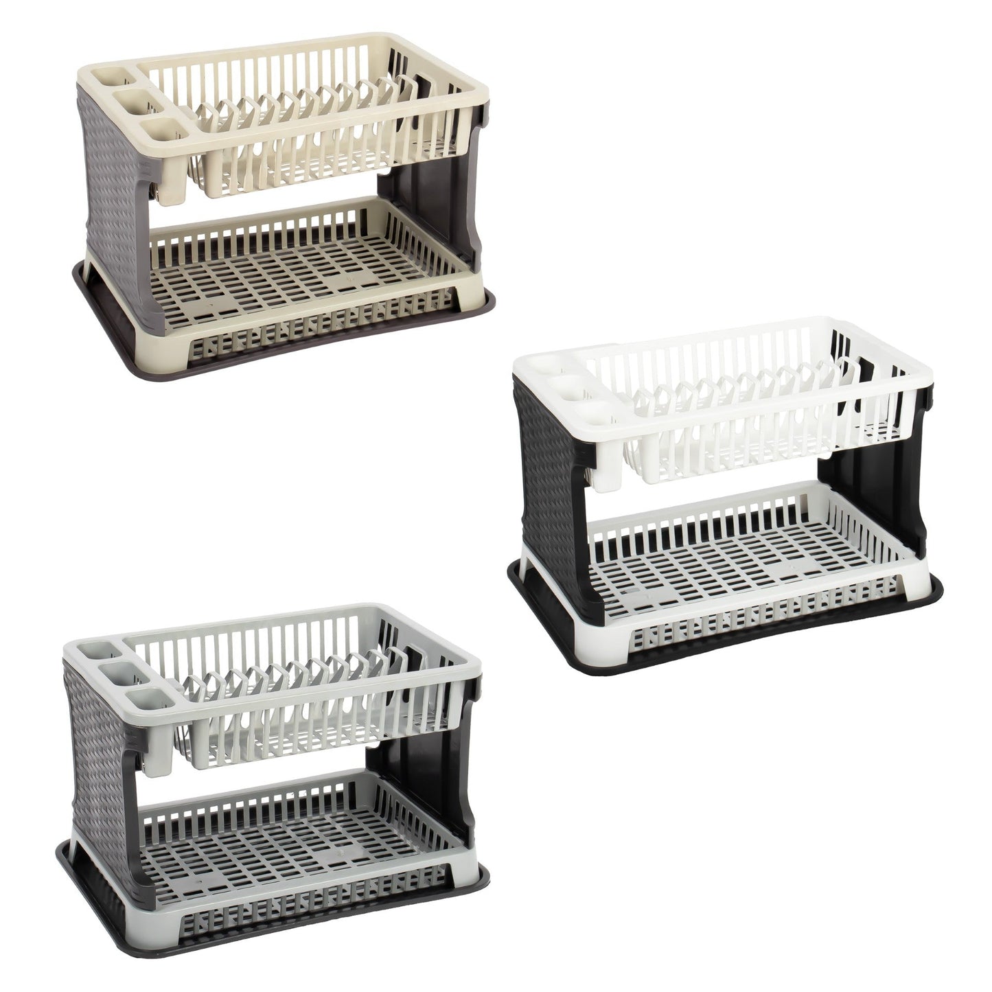 Tuffex 2 Tier Plastic Kitchen Rattan Dish Drainer 30 x 44 x 27 cm Assorted Colours 10163 / TP7071 (Big Parcel Rate)