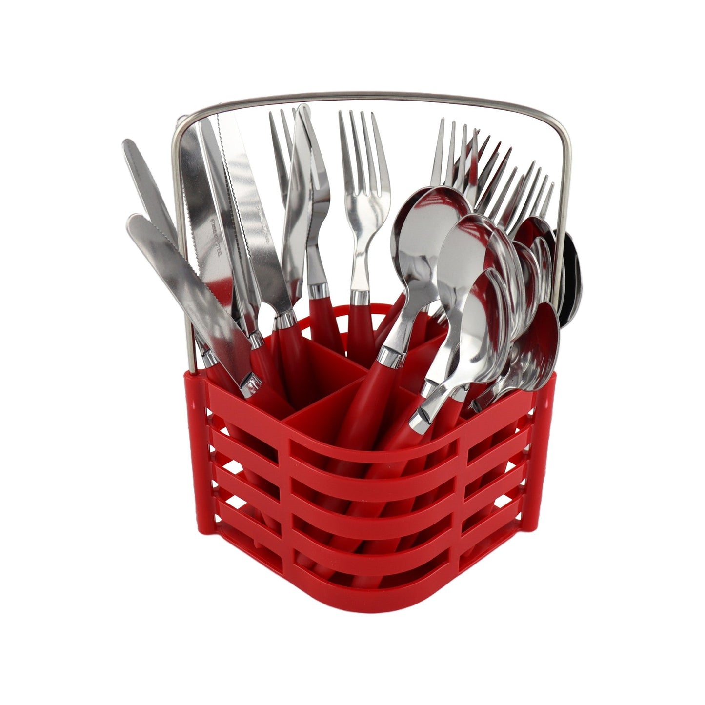 SQ Durane Metal Cutlery Set of 24 Red 10734 A (Parcel Rate)