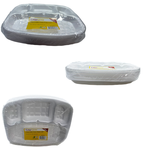 Disposable Polystyrene Foam Plate 4 Sections Pack of 10 ST7078 (Parcel Rate)