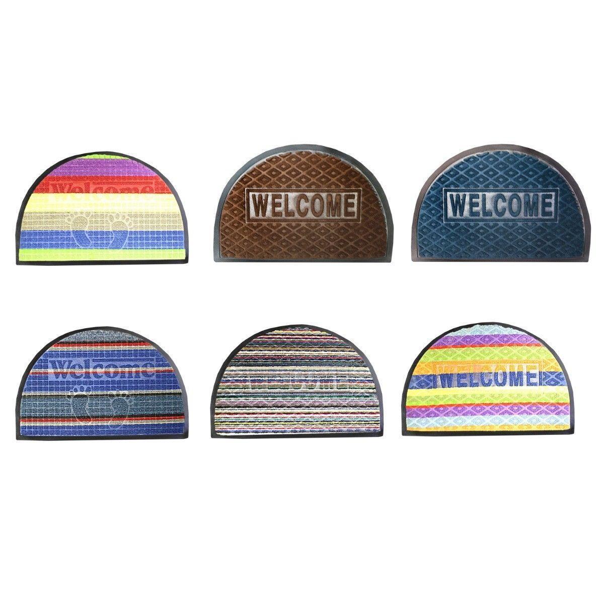Welcome Door Mat Arch Shaped In Rich Multi Colours With PVC Backing 80cm x 50cm 0471 (Parcel Rate)