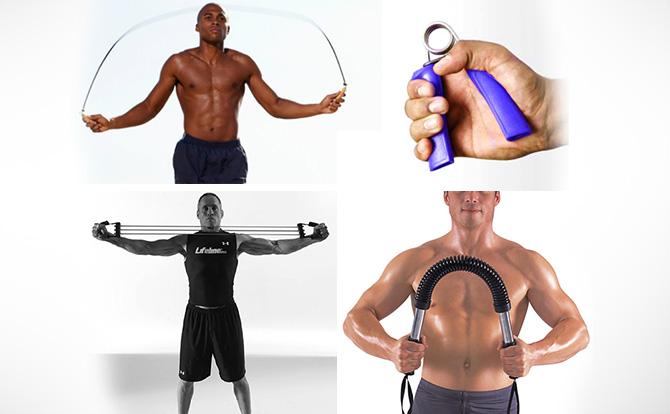 Training Gym Exercise Workout Set of 4 Handgrips Jump Rope Chest Expander Power Twister 5224 A W25 (Parcel Rate )