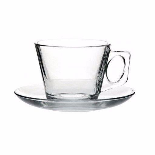 PB Vela Glass Espresso Coffee Cups with Saucers 80ml Set of 12 97301 (Parcel Rate)