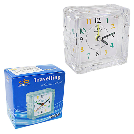 Small Mini Travel Office Square Quartz Bedside Desk Travelling Alarm Clock 6.5 x 7 x 3.5cm 3075 (Parcel Rate)