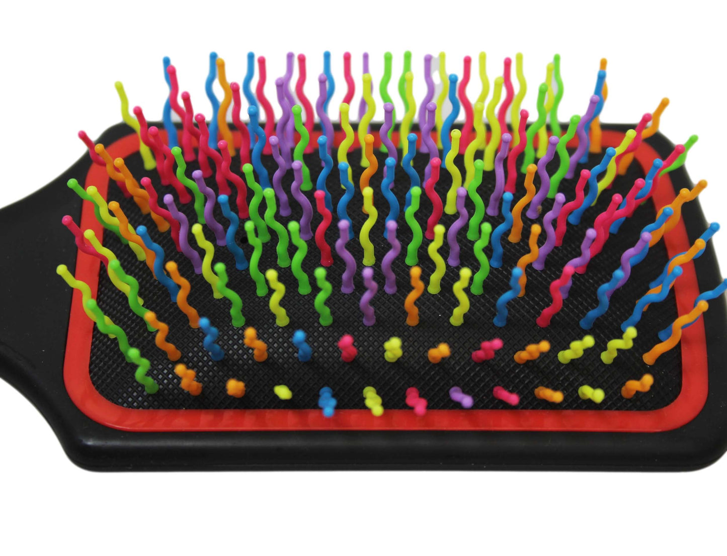 Plastic Detangling Frizzle Hair Brush with Squiggly Rainbow Bristles 24 x 8cm Assorted Colours 5943 (Parcel Rate)