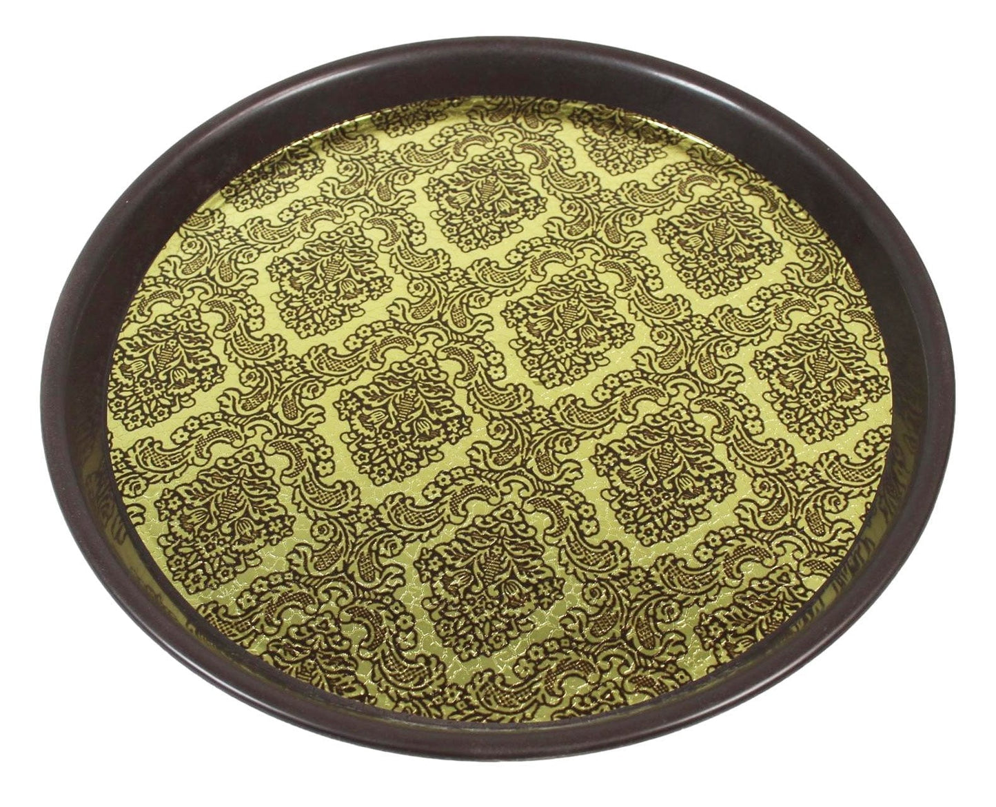 Round Plastic Drinks Bar Serving Tray with Printed Design 27 cm Assorted Colours 6047 A (Parcel Rate)