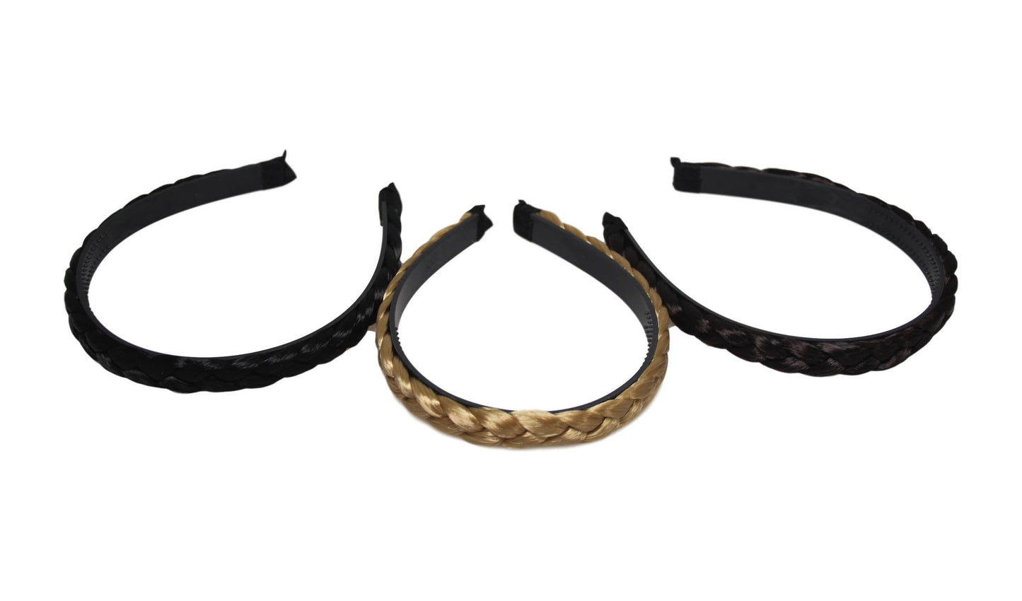 Girl's Faux Hair Braided Hair Head Band 15cm Assorted Colours 6239 (Large Letter Rate)