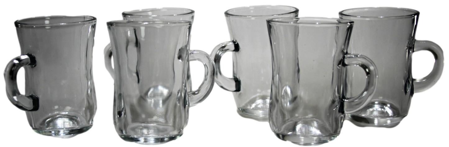 Ovel Tea Glasses with Handles Set of 6 21061 (Parcel Plus Rate)