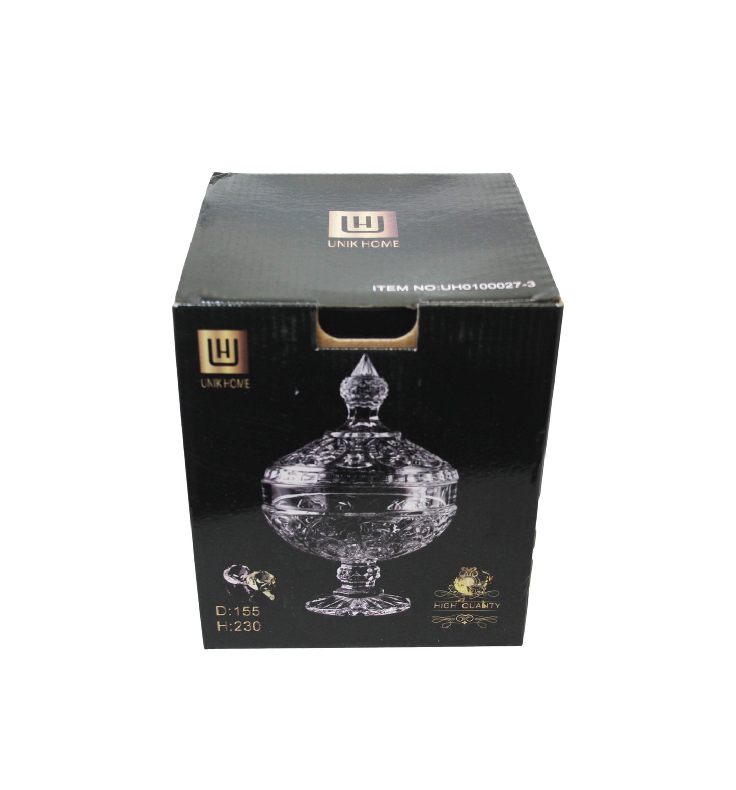 Glass Sweets Sugar Candy Footed Bowl with Lid 15.5 x 23cm 8848 / 9759 (Parcel Plus Rate)