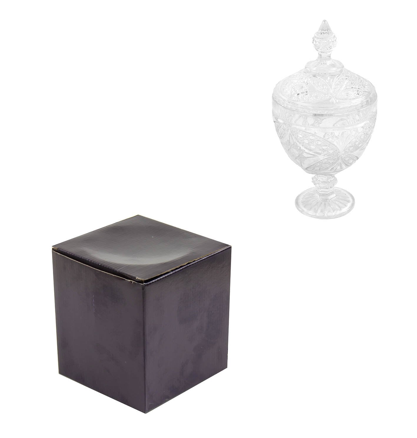 Glass Sweets Sugar Candy Footed Bowl with Lid 15 x 27cm 8849 / 9759 (Parcel Plus Rate)