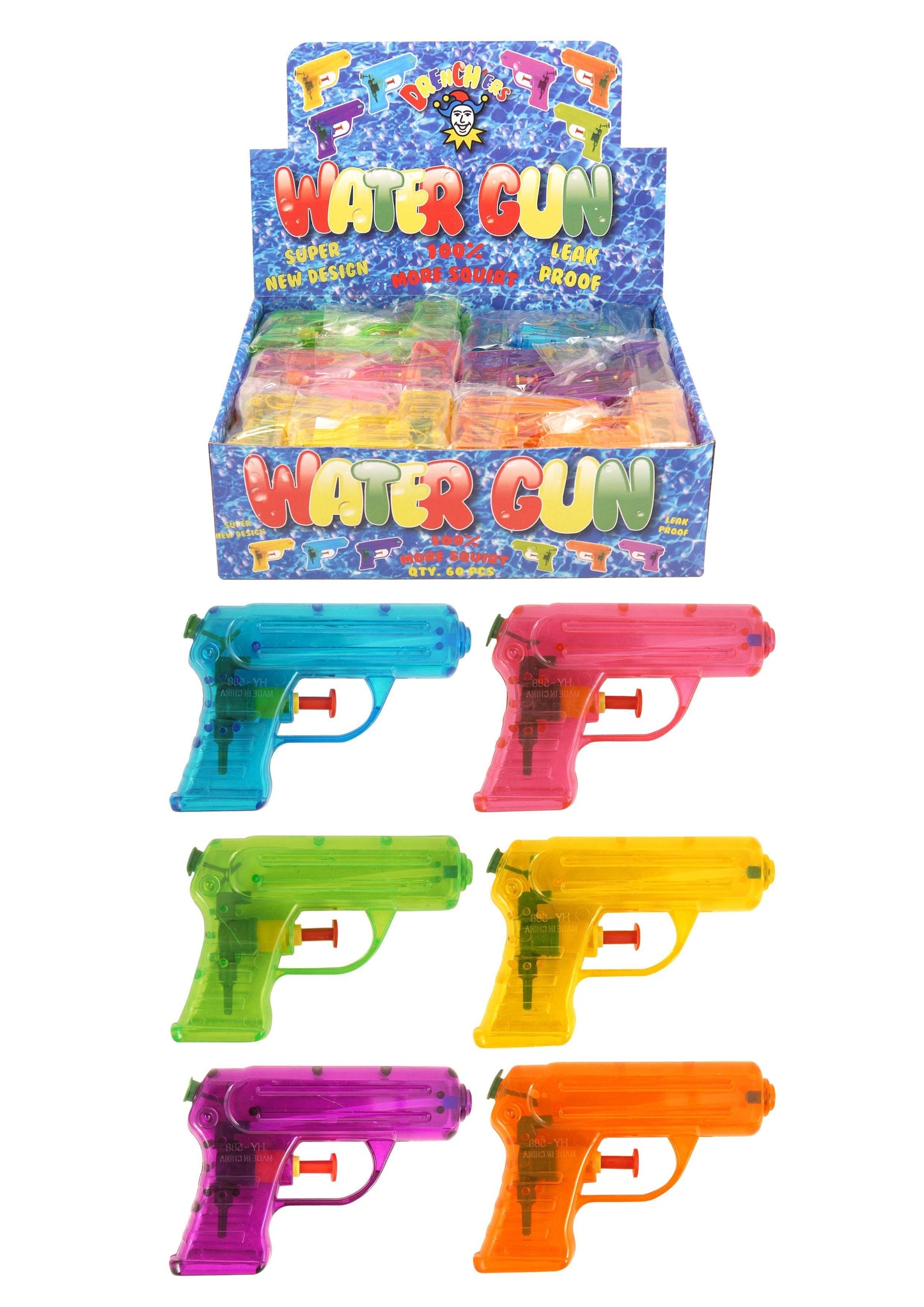 Plastic Kids Neon Water Gun 11cm Assorted Neon Colours R08265 (Parcel Rate)