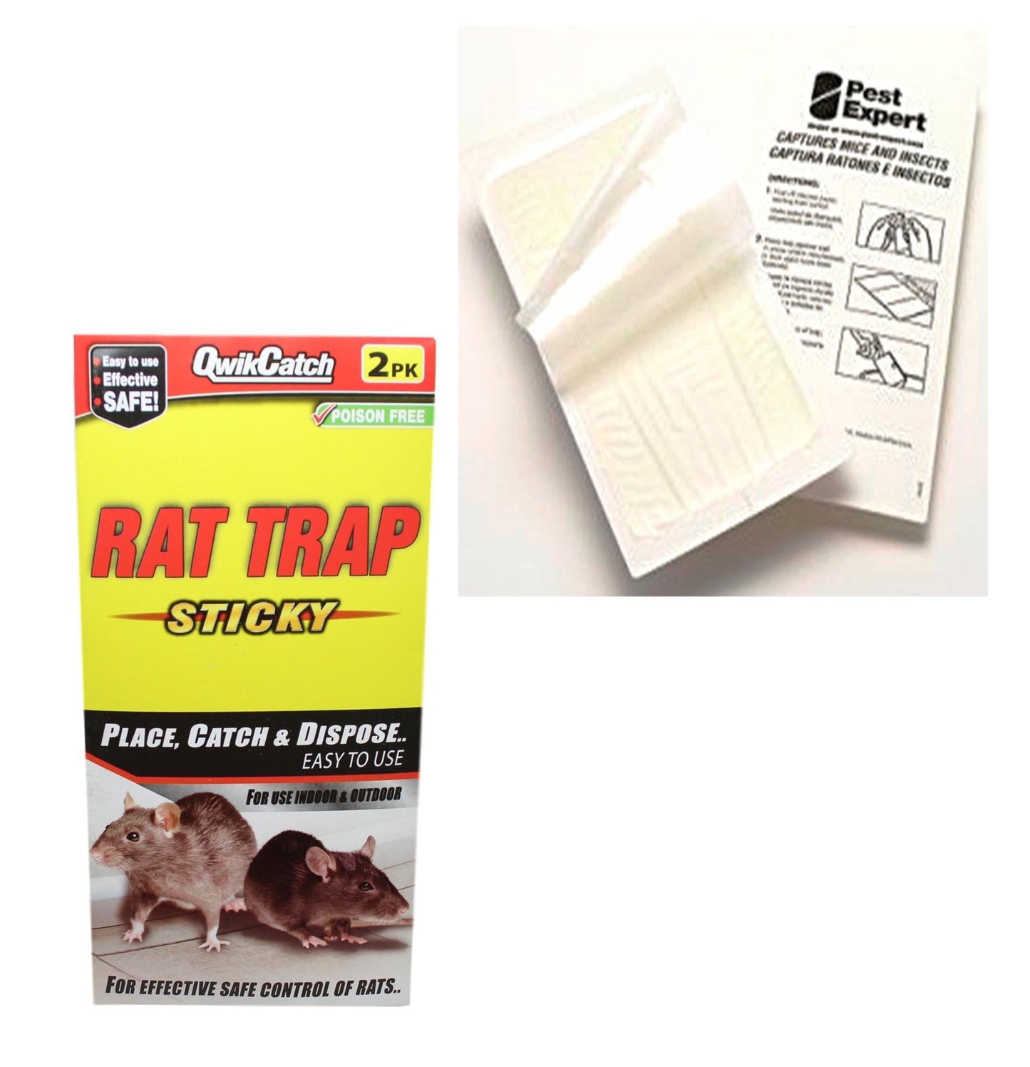 Strong & Sticky Rat Indoor Outdoor Glue Board Mat Traps 2 Pack 27cm x 13cm 5053 A (Large Letter Rate)