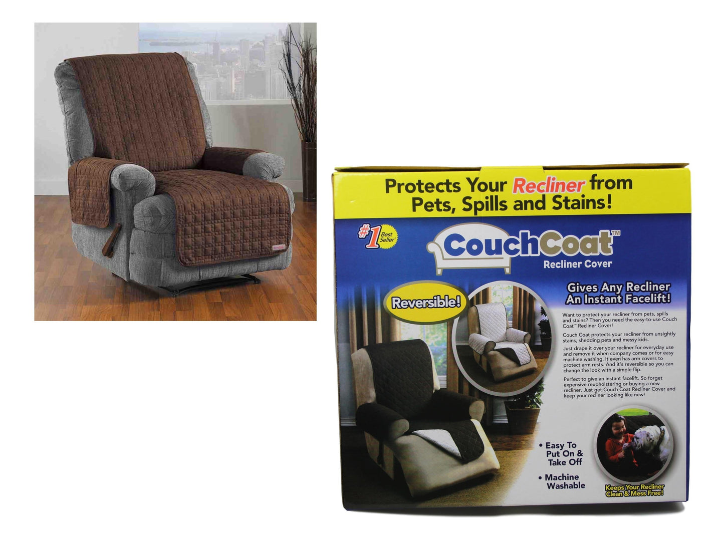 Coach Coat Reversible Recliner Cover Protect Your Recliner 23'' x 21'' x 49'' 5306 (Parcel Rate)