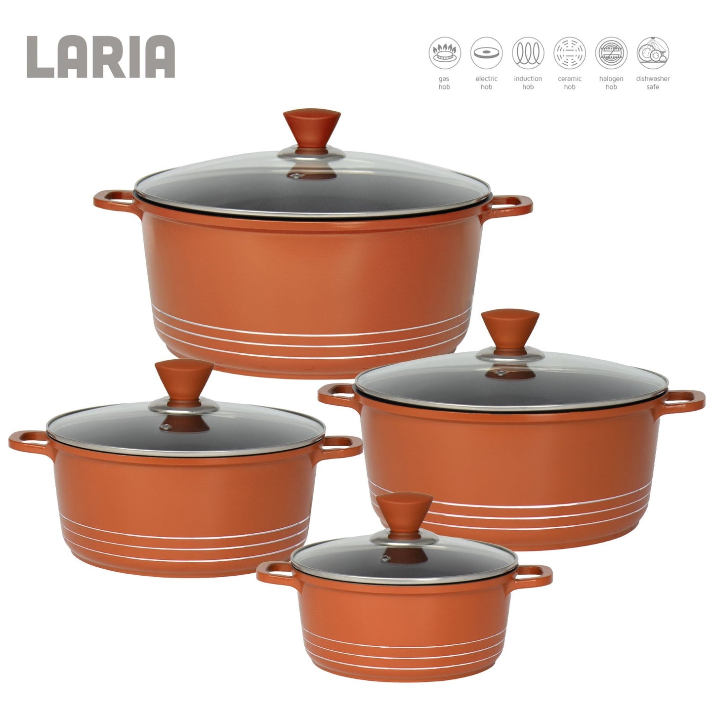 Laria Non Stick Die Cast Stockpot Pan Set 4pcs Copper 10879 A (Big Parcel Rate)