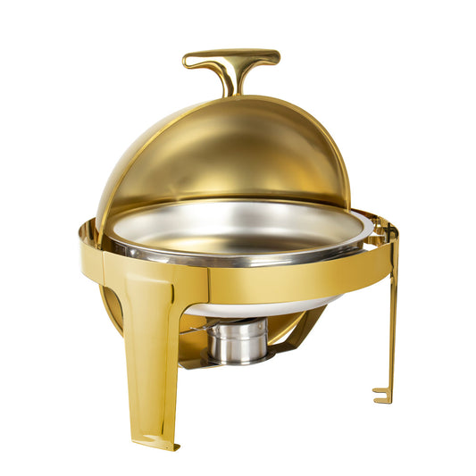 SQ Professional Banquet Chafing Dish with Roll Top Round Gold 6.5L 10855 (Big Parcel Rate)