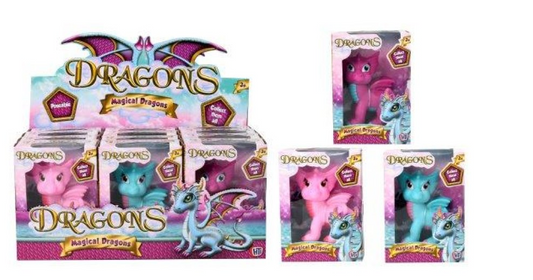 Magical Dragons Plastic Doll Figure H9 x D6 x W3 cm Assorted Colours 1375392 (Parcel Rate)