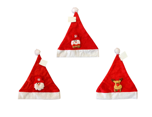 Festive Red Christmas Santa Hat One Size Assorted Designs 1432 (Large Letter Rate)