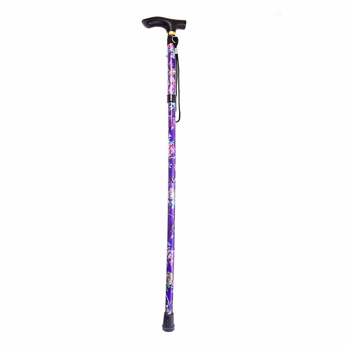 Adjustable Printed Folding Metal Cane Easy Grip Walking Stick Mobility Cane 80cm  4733 (Parcel Rate)P