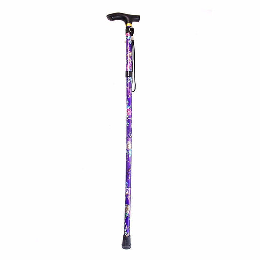 Adjustable Printed Folding Metal Cane Easy Grip Walking Stick Mobility Cane 80cm  4733 (Parcel Rate)P
