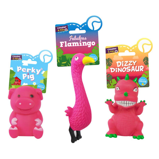 Pet Dog Vinyl Squeaky Toy with Animal Design Assorted Designs 317661 / 322783 (Parcel Rate)