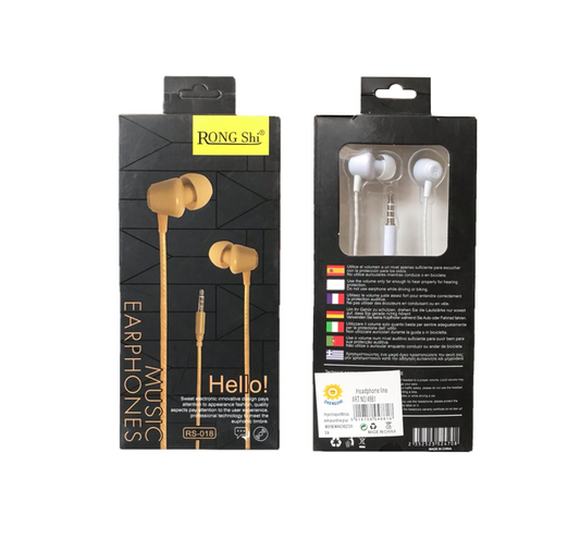 Rongshi Earphones RS-018 Assorted Colours 4881 (Parcel Rate)