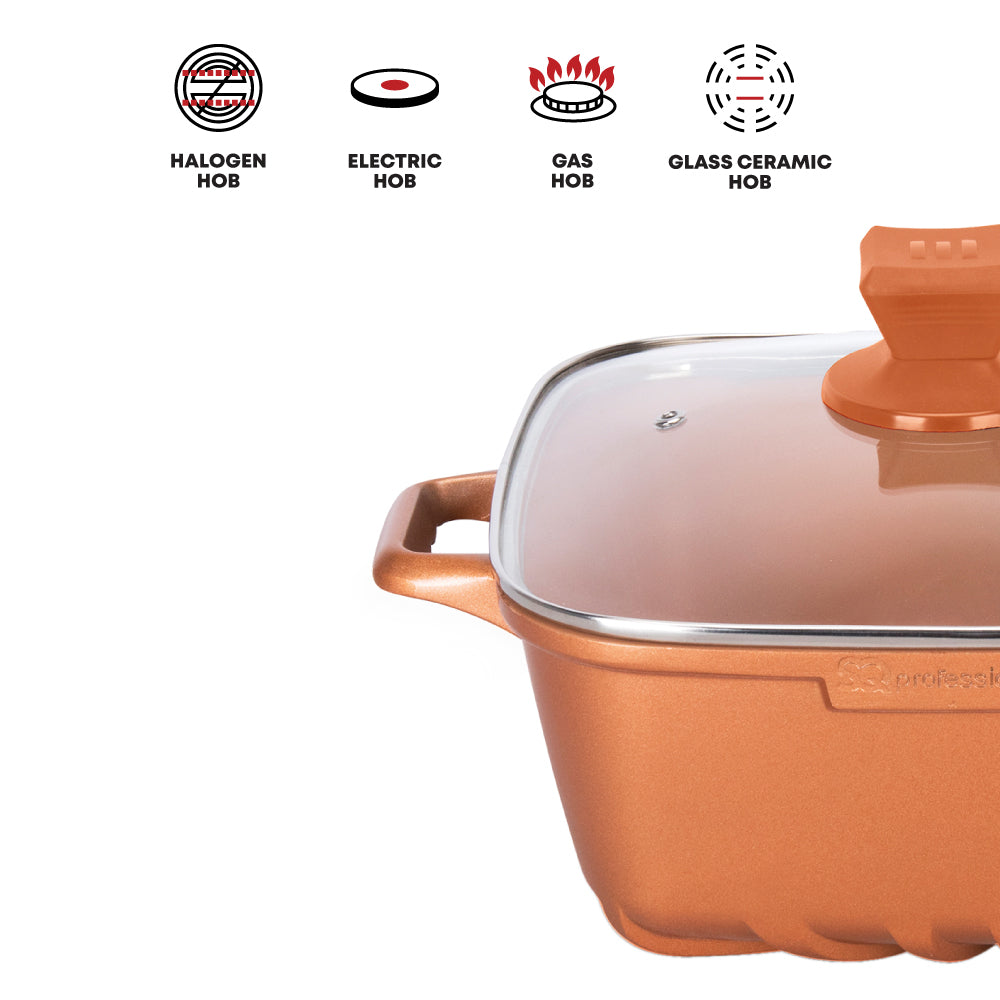 SQ Professional Nea Seramiq Diecast Square Stockpot Set of 4 Cuprum 4927 (Big Parcel Rate)