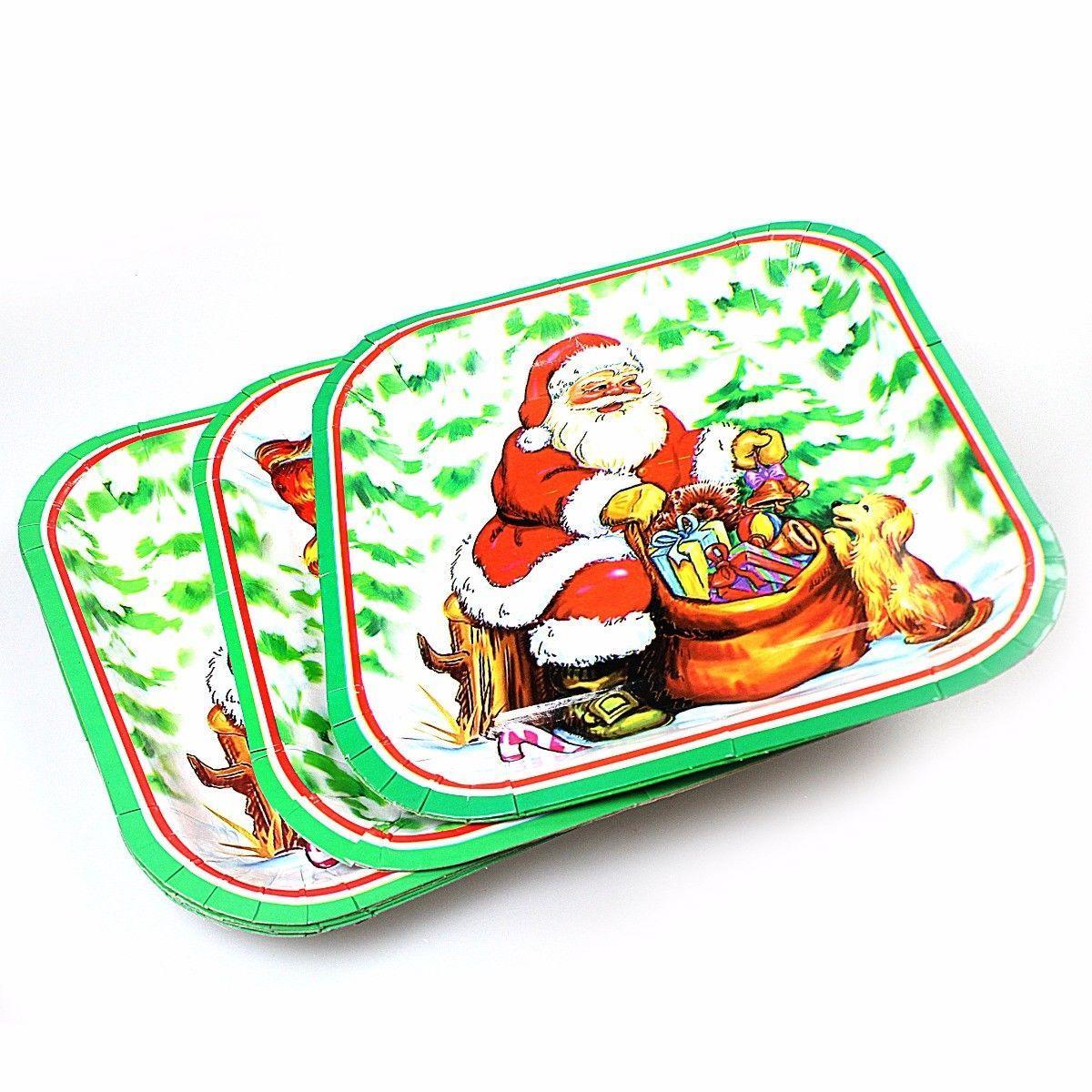 Pack of Christmas Party Paper Plates Medium 23 cm Assorted Designs 1672 (Large Letter)p