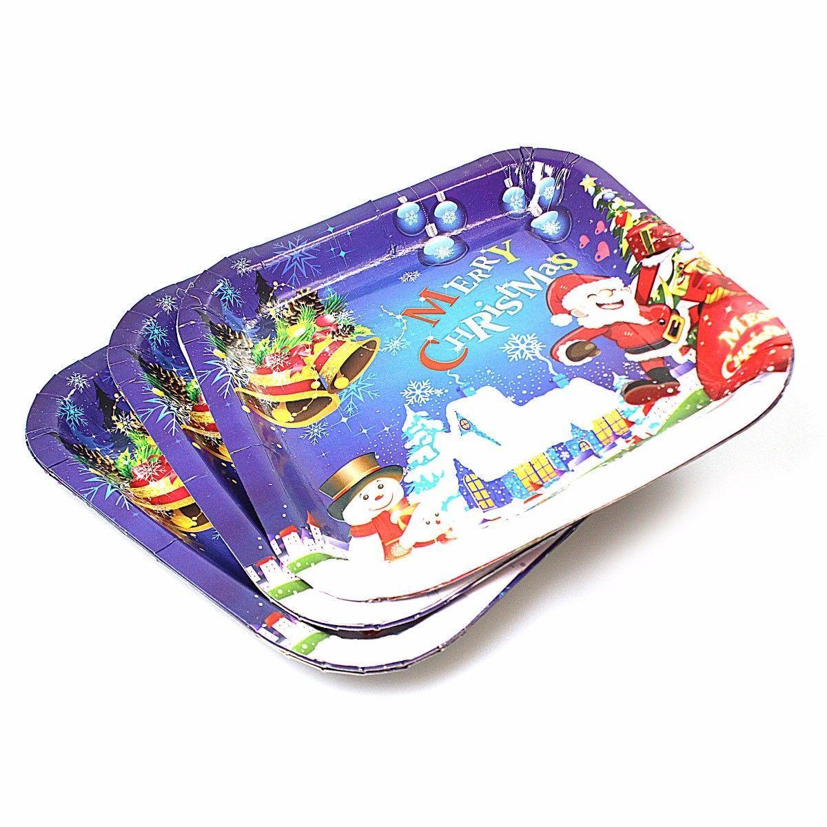 Pack of Christmas Party Paper Plates Medium 23 cm Assorted Designs 1672 (Large Letter)p