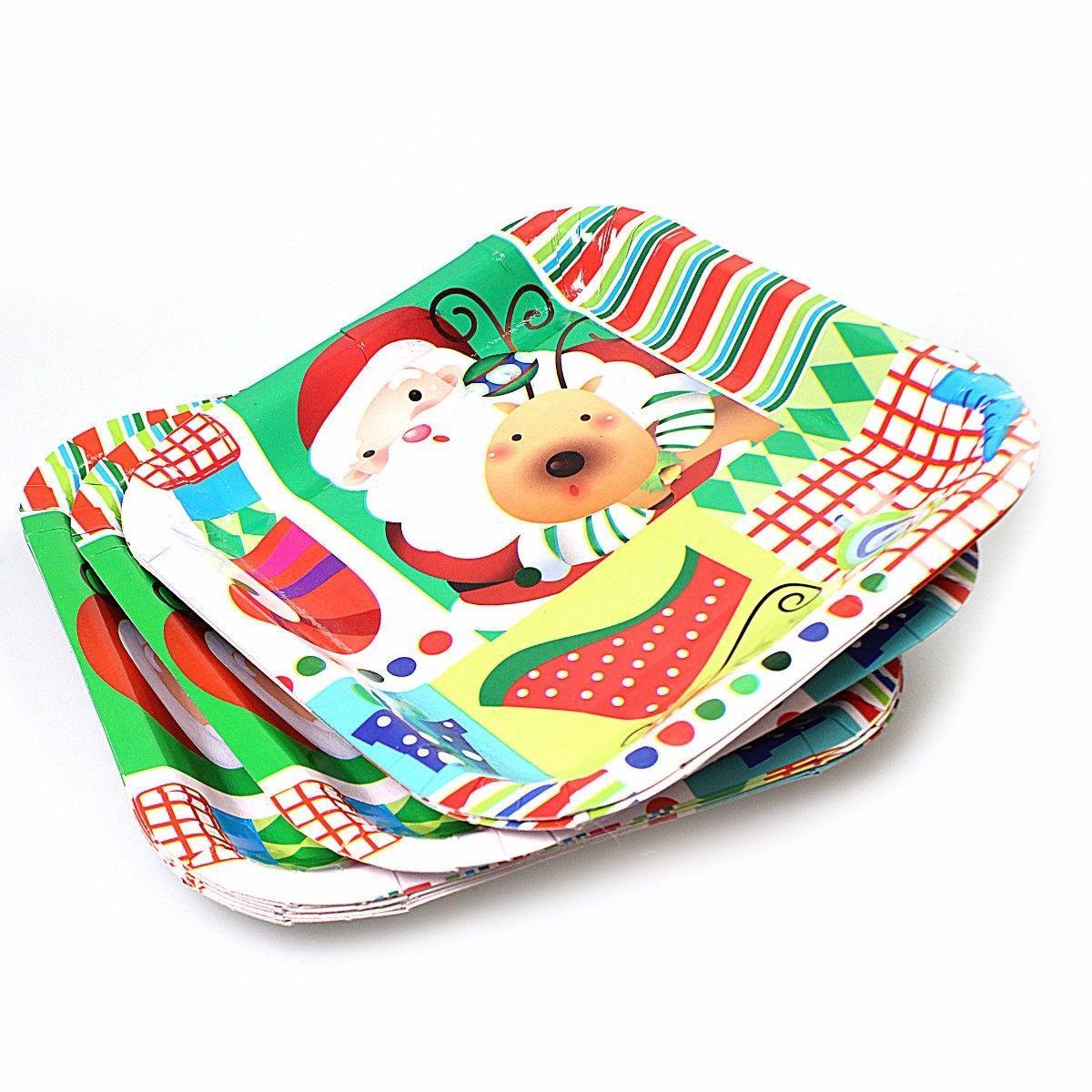 Pack of Christmas Party Paper Plates Medium 23 cm Assorted Designs 1672 (Large Letter)p