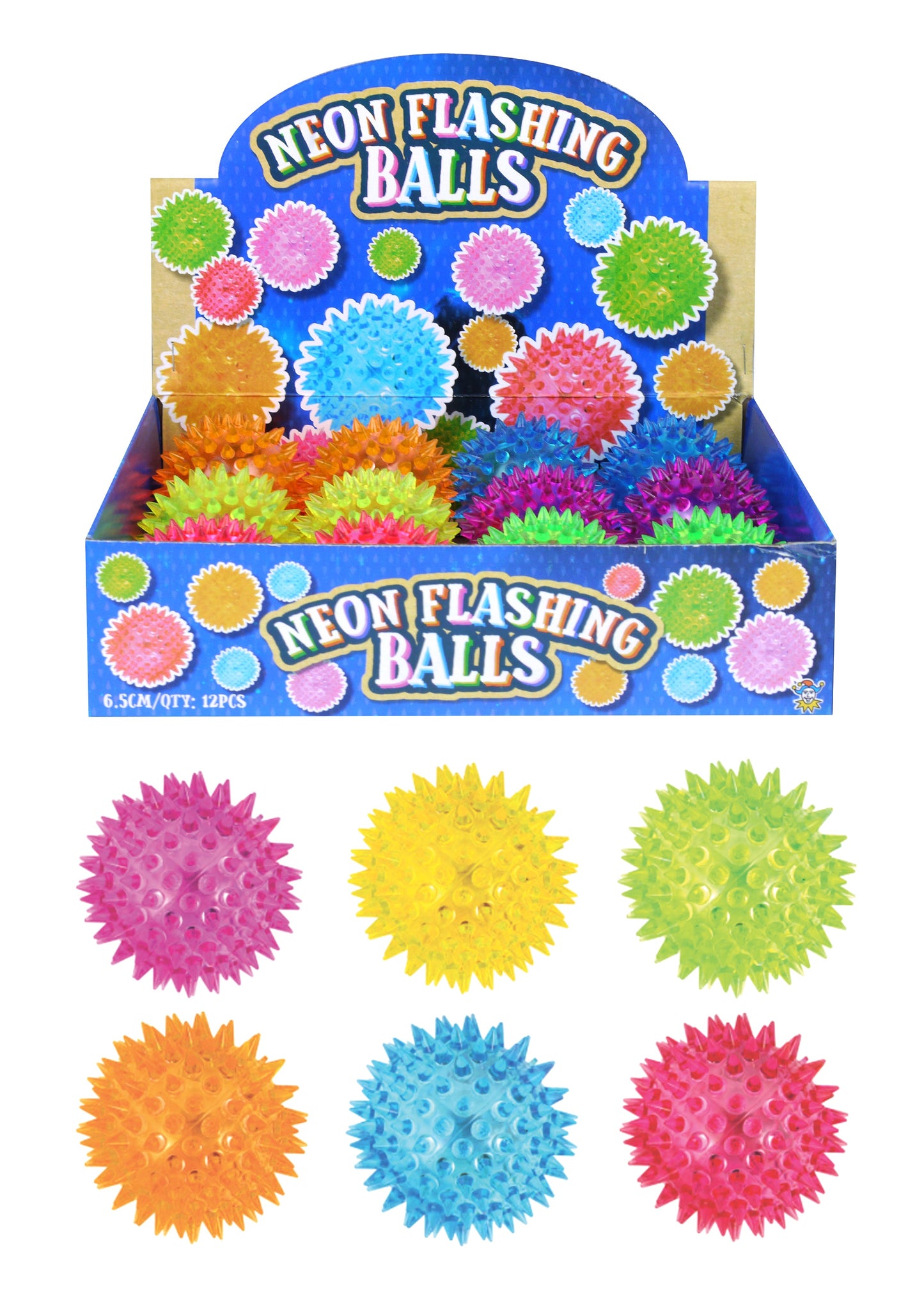 Light Up Spiky Flashing Bouncing Balls 6.5cm Assorted Colours 51269
